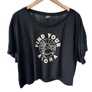 Sof-Tee Find Your Aloha Hawaiian Novelty Oversized Thin Scoop Neck Crop Top XL
